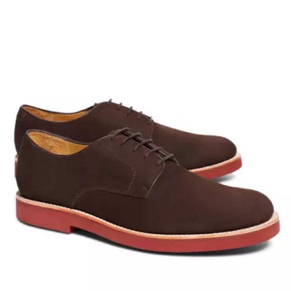 Brooks Brothers Classic Bucks Oxford Brown Leather Suede Size 11.5 New
